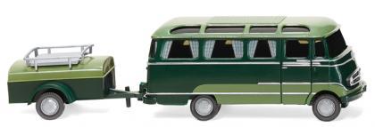 WIKING - Panoramabus mit Anhänger (MB O 319) - dunkelgrün/resedagrün